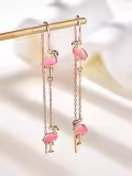 wholesale 925 Sterling Silver Flamingo Drop Earrings Pink Gift for Her-0-1