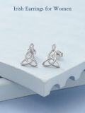 wholesale 925 Sterling Silver Celtic Triquetra Trinity Knot Stud Earrings - Irish  for Women-0-3