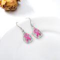 wholesale 925 Sterling Silver Teardrop Pink Ribbon Breast Cancer Awareness Drop Earrings-0-1