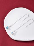 wholesale 925 Sterling Silver Birthstone Threader Earrings Infinity Long Chain Drop Pull Through 12 Stone Birthday Jewelry Gifts for Women-0-33