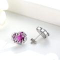wholesale 925 Sterling Silver Pink Crystal Heart Daisy Flower Stud Earrings for Women and Girls-0-1