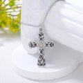wholesale 925 Sterling Silver Sunflower Cross Necklace for Women Men Catholic Religious s 47cm Chain Length-0-2