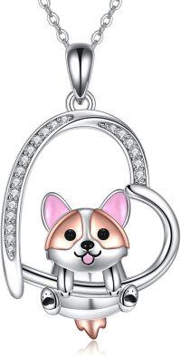 wholesale 925 Sterling Silver Cute Dog Pendant Necklaces Gifts for Women Jewelry-B-Corgi