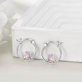 wholesale 925 Sterling Silver Hypoallergenic Rabbit Bunny Egg Huggie Hoop Earrings for Sensitive Ears-0-4