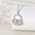 wholesale 925 Sterling Silver Hippo & Baby Love Forever Heart Pendant Necklace Gifts for Women Girls-0-4