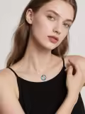 TOUPOP Sterling Silver Blue Crystal Dolphin Pendant Necklace-0-1