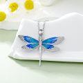 wholesale 925 Sterling Silver & Lab-Grown Diamond Blue Dragonfly Necklace, Hypoallergenic-0-3