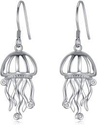 wholesale 925 Sterling Silver Jellyfish Dangle Earrings with Cubic Zirconia Stones for Girls and Teenagers-Jellyfish Earrings