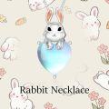 wholesale Sterling Silver Moonstone Bunny Heart Necklace - Elegant Rabbit Pendant Gift for Women-0-3