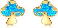 wholesale 14K Gold Blue Opal Mushroom Stud Earrings for Women Gift Ideas-Mushroom Earrings