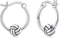 wholesale 925 Sterling Silver Volleyball Hoop Earrings for Women and Girls - Sporty & Hypoallergenic Jewelry-Volleyball