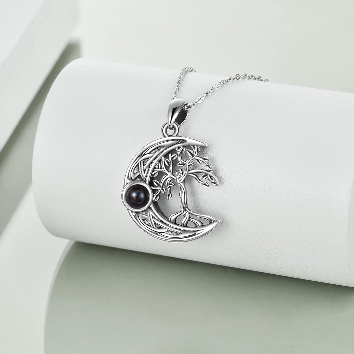 Sterling Silver Moonstone Tree of Life Necklace I Love You in 100 Languages Cremation Jewelry for Women Girls-0-2