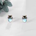 wholesale 925 Sterling Silver Moonstone Cat Stud Earrings - Valentine's Day Gift for Her-0-3