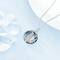 wholesale 925 Sterling Silver Blue Crystal Pendant with Mother and Child Design - Family  for Mom Dad Son Daughter-0-3