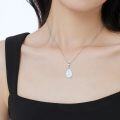 wholesale 925 Sterling Silver White Opal & Lab Grown Diamond Pear-Shaped Necklace-0-3
