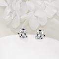 wholesale 925 Sterling Silver Hypoallergenic Black and White Cat Stud Earrings for Women & Teen Girls-0-2