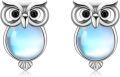wholesale 925 Sterling Silver Moonstone Owl Stud Earrings - Cute Animal Jewelry for Women-0-0