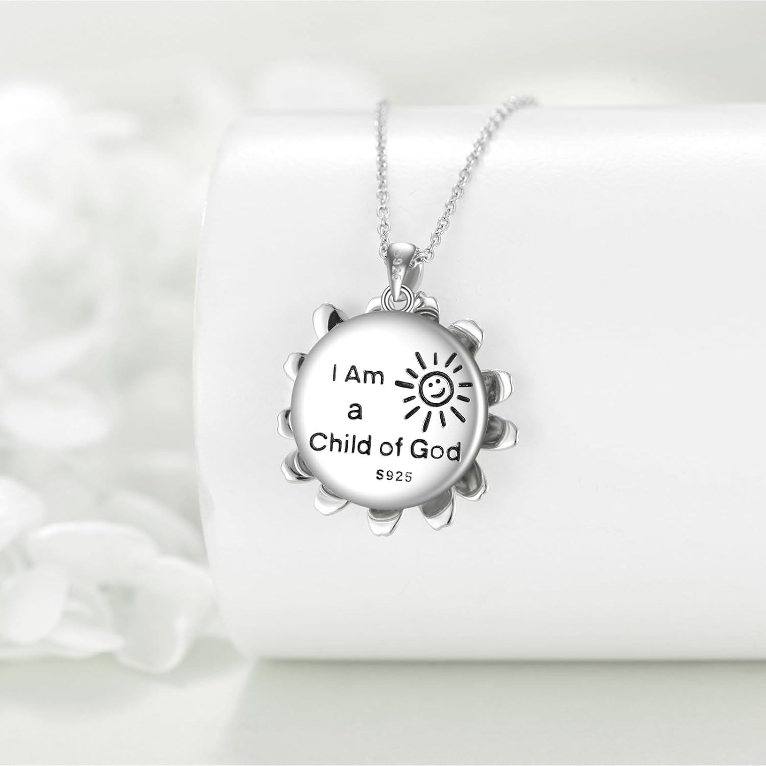 wholesale 925 Sterling Silver Daisy Flower Fidget Spinner Pendant Necklace for Women Girls Gifts 43cm Chain Length-0-3