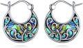 wholesale 925 Sterling Silver Abalone Shell Inlay Floral Hoop Earrings for Women - Trendy Birthday Gift-0-0