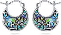 wholesale 925 Sterling Silver Abalone Shell Inlay Floral Hoop Earrings for Women - Trendy Birthday Gift-dragonfly earrings
