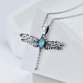 wholesale 925 Sterling Silver Turquoise and Moonstone Dragonfly Pendant Necklace for Women & Moms-0-1