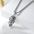 wholesale 925 Sterling Silver Gothic Rose & Skull Pendant Necklace for Women and Men-0-1