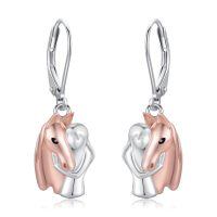 wholesale 925 Sterling Silver Rose Gold Plated Horse Head Leverback Earrings - Adorable Animal  for Her-leverback 2