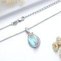 wholesale 925 Sterling Silver Blue Moonstone Lily Birth Flower Pendant Necklaces Gifts for Women-0-4