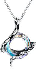 wholesale Sterling Silver Austria Crystal Snake Pendant Necklace for Women-0-9