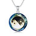 TOUPOP Sterling Silver Blur Crystal Two Cat Pendant Necklace-0-0