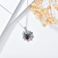 wholesale 925 Sterling Silver Spider Web Pendant Necklace Red Stone Charm s for Her-0-2