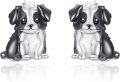 wholesale 925 Sterling Silver Black and White Sitting Puppies Stud Earrings for Women - Cute Animal  Ideas for Dog Owners & Lovers-0-0