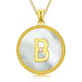 wholesale Gold 925 Sterling Silver Mother of Pearl Initial B Pendant Necklace Wholesale for Women-0-0