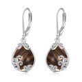 wholesale 925 Sterling Silver Teardrop Earrings Wholesale With Blue Gemstone And Scroll Design-0-6