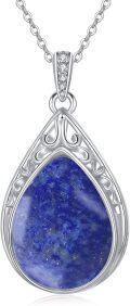 wholesale Teardrop Necklace 925 Sterling Silver Filigree Gemstone Pendant Necklace Fine Jewelry Birthday Christmas Gifts For Women Her Mom -0-0