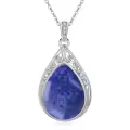 TOUPOP Sterling Silver Gemstone Teardrop Filigree Pendant Necklace-0-0
