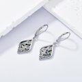 wholesale 925 Sterling Silver Cubic Zirconia-Shaped Sunflower and Hummingbird Design Drop Earrings with Abalone Shell Inlay for Women-0-3