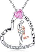wholesale TOUPOP Daughter Gifts From Dad S925 Sterling Silver Daughter Necklace From Dad I Love You To The Moon And Back Heart Pendant Jewelry -0-0
