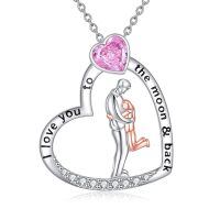 TOUPOP Sterling Silver & Crystal Daughter Necklace I Love You To The Moon And Back-undefined