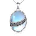 wholesale 925 Sterling Silver Blue Moonstone Pendant Necklace With Intricate Celtic Design-0-0