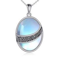 wholesale 925 Sterling Silver Blue Moonstone Pendant Necklace With Intricate Celtic Design-Moonstone Necklace