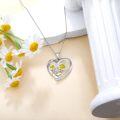 wholesale 925 Sterling Silver Daisy Floral Heart Pendant Necklace for Women-0-2