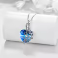 TOUPOP Sterling Silver Crystal Butterfly Cremation Jewelry Heart Pendant-0-3