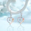 wholesale 925 Sterling Silver Rose Flower Heart Leverback Dangle Earrings with Number 13 Charm for Women-0-2