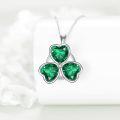 wholesale 925 Sterling Silver Green Clover Heart-Shaped Spinning Pendant Necklace for Women Gifts-0-3