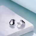wholesale 925 Sterling Silver Penguin Stud Earrings - Cute Black and White Design-0-3