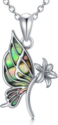 wholesale 925 Sterling Silver Abalone Shell Butterfly Flower Pendant Necklace for Women-Butterfly