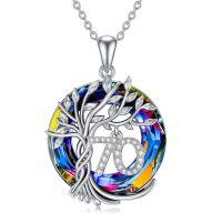wholesale TOUPOP Birthday Gifts For Women 925 Sterling Silver Tree Of Life Year Old Necklace Circle Crystal Jewelry Christmas Gifts For Her Wife Mom Mother Grandma Grandmother -style_name:70th-Volcanic Crystal