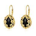 wholesale 925 Sterling Silver Black Onyx Gold Plated Filigree Earrings-0-0