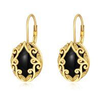 wholesale 925 Sterling Silver Black Onyx Gold Plated Filigree Earrings-Black onyx earrings